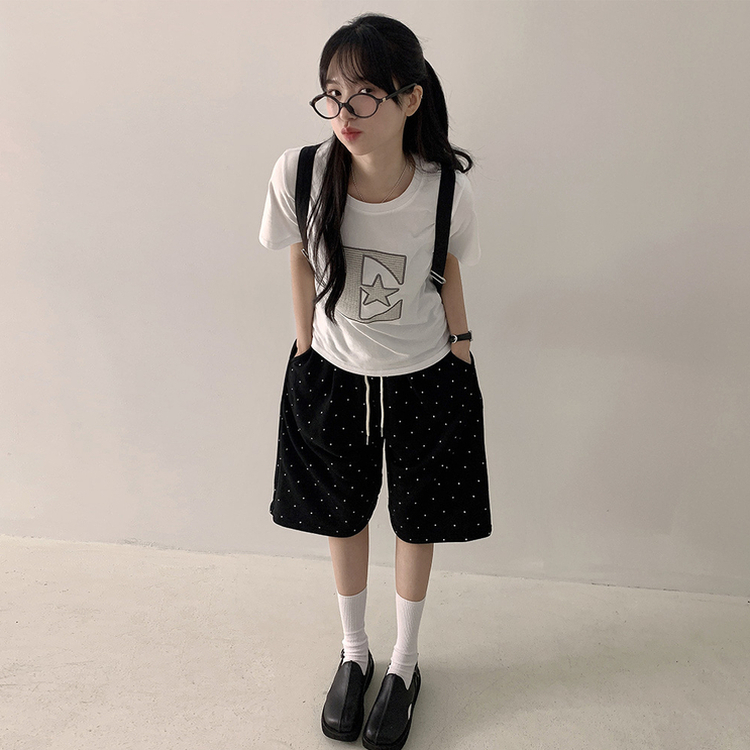 ルーズチェックワッペン半袖Tシャツ WHITE
