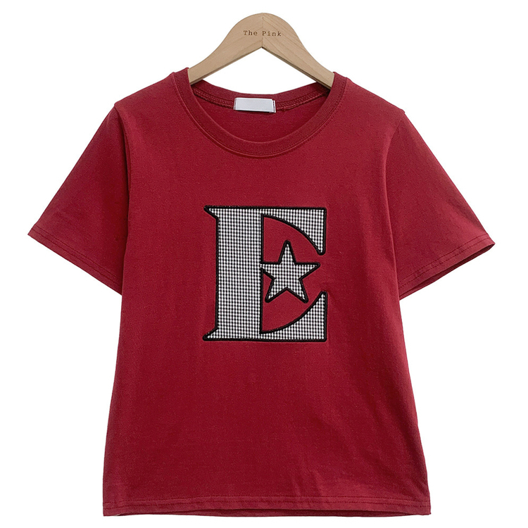 ルーズチェックワッペン半袖Tシャツ
