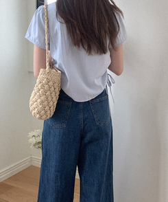デニム ワイドピンタックデニムパンツ DEEP DENIM