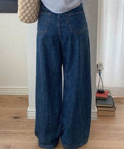 デニム ワイドピンタックデニムパンツ DEEP DENIM