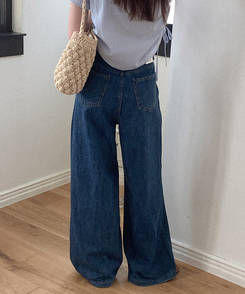 デニム ワイドピンタックデニムパンツ DEEP DENIM