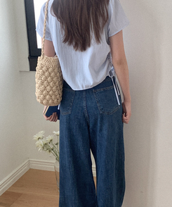 デニム ワイドピンタックデニムパンツ DEEP DENIM