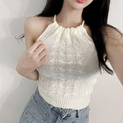 ニット クロップホルターニットキャミソール IVORY