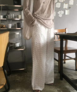 コットンパンツ パンチングバンディングパンツ IVORY