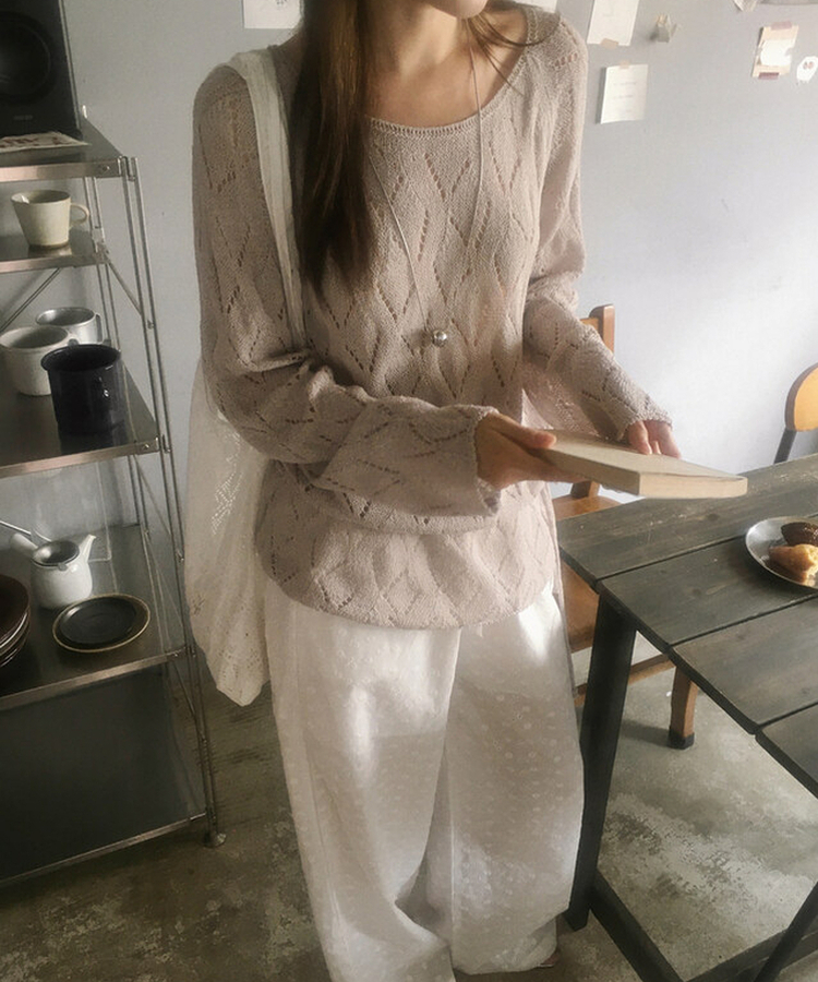 ストリングサマーニット(5color) GRAY BEIGE