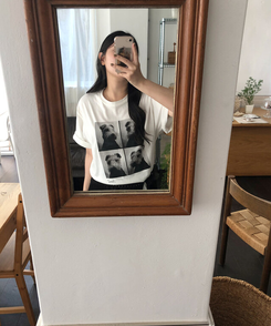 半袖Tシャツ カットプリンティング半袖Tシャツ IVORY
