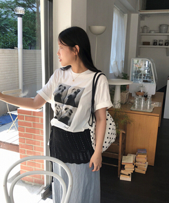 半袖Tシャツ カットプリンティング半袖Tシャツ IVORY