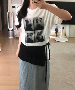 半袖Tシャツ カットプリンティング半袖Tシャツ IVORY