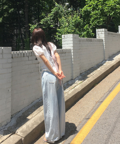 デニム 【丈別】ピンタックスリットワイドデニムパンツ LIGHT DENIM