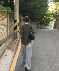 デニム 【丈別】ピンタックスリットワイドデニムパンツ VINTAGE BLUE