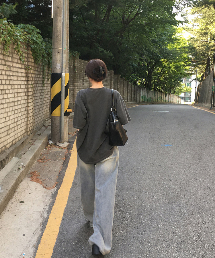 【丈別】ピンタックスリットワイドデニムパンツ VINTAGE BLUE