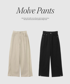 ワイド スリットボタンポケットワイドコットンパンツ