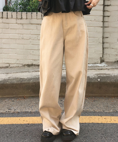 ワイド スリットボタンポケットワイドコットンパンツ BEIGE