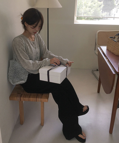 ワイド スリットボタンポケットワイドコットンパンツ BLACK