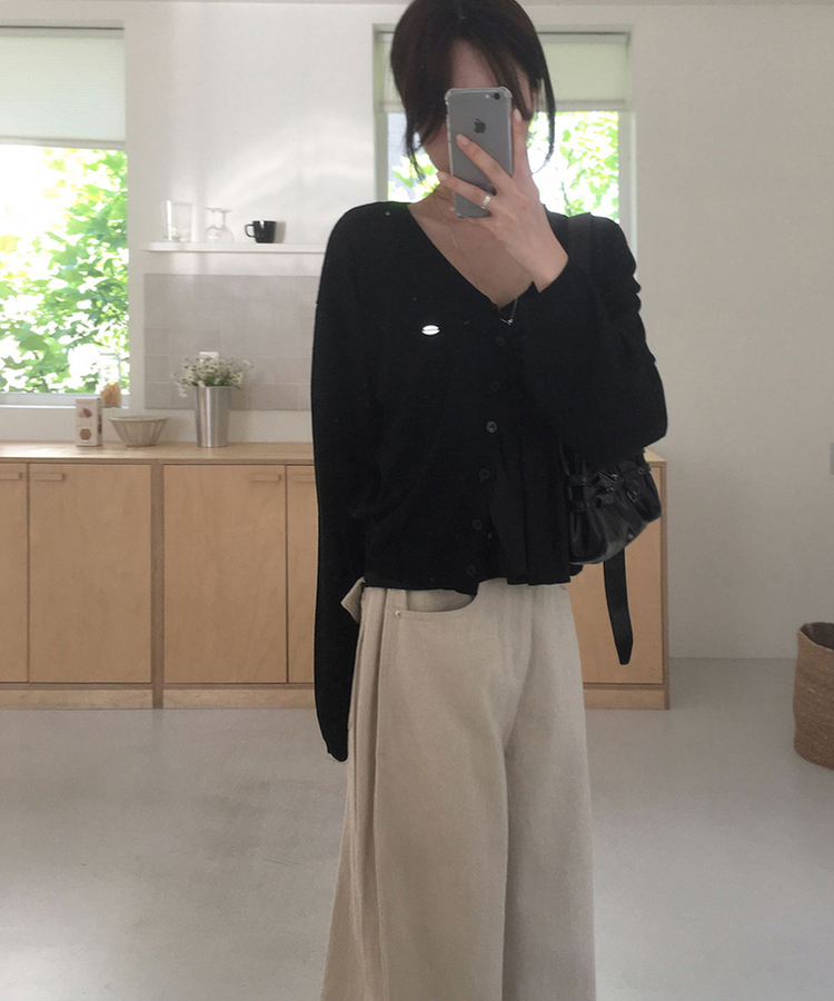 スリットボタンポケットワイドコットンパンツ BEIGE