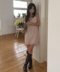 ブーツ レザーベルトバックルロングブーツ BROWN