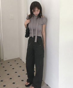 半袖Tシャツ 【タイ付き】ドレープ半袖Tシャツ GRAY