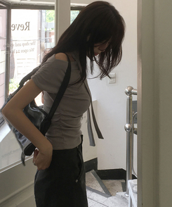 半袖Tシャツ 【タイ付き】ドレープ半袖Tシャツ GRAY