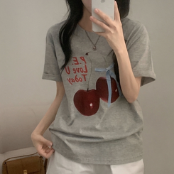 半袖Tシャツ チェリーリング半袖Tシャツ GREY