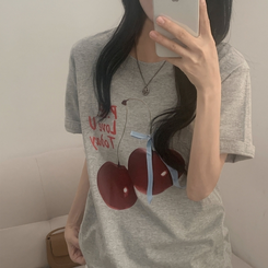 半袖Tシャツ チェリーリング半袖Tシャツ GREY