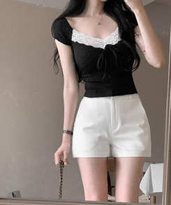 ショートパンツ ハーフショートパンツ IVORY
