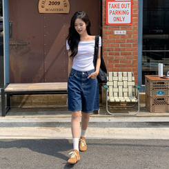 デニム (MADE/国内生産/バミューダ/梅雨コーデ) Day Jeans No.68 デイジン 五分丈コットンデニムパンツ BLUE