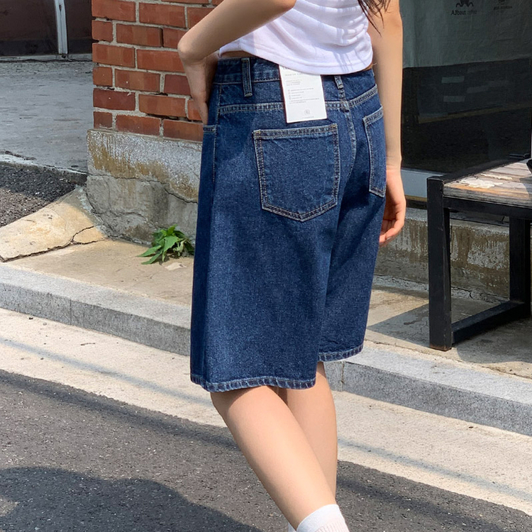 (MADE/国内生産/バミューダ/梅雨コーデ) Day Jeans No.68 デイジン 五分丈コットンデニムパンツ BLUE