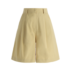 ショートパンツ (自社製作/S〜L/太ももカバー◎)Petite Note No.17 ベオン ハイウエスト ツータック コットンショートパンツ