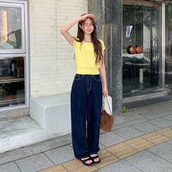 （MADE／絶妙カラー展開／刺繍ポイント♥）Petite Note No.18 ノエリー キャップスリーブ 刺繍入り サマーニット LEMON YELLOW