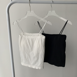 長袖Tシャツ 【SET カップ付き】アンバランスシースルーTシャツ キャミソール