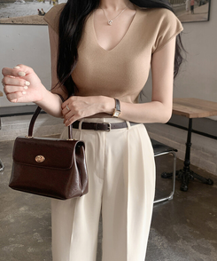 ニット Vキャップスリーブサマーニット(5color) BEIGE