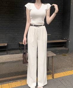 ニット Vキャップスリーブサマーニット(5color) IVORY