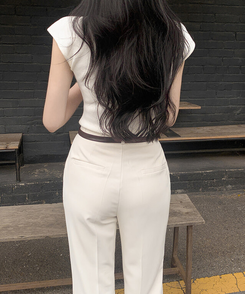 ニット Vキャップスリーブサマーニット(5color) IVORY