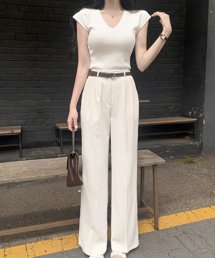 Vキャップスリーブサマーニット(5color) IVORY