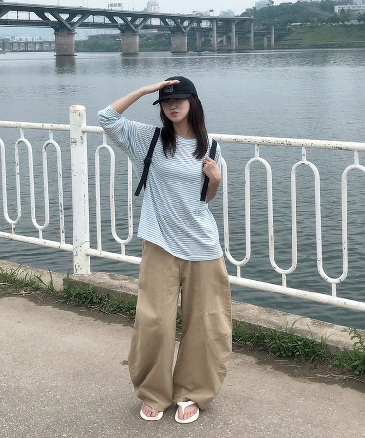 スリットコットンバルーンワイドパンツ BEIGE