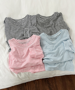 長袖Tシャツ サマーストライプシースルー長袖Tシャツ