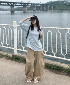 長袖Tシャツ サマーストライプシースルー長袖Tシャツ SKY BLUE