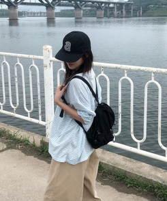 長袖Tシャツ サマーストライプシースルー長袖Tシャツ SKY BLUE