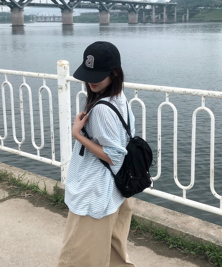サマーストライプシースルー長袖Tシャツ SKY BLUE