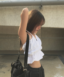 ノースリーブ ボリュームホルタートップ WHITE