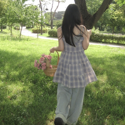 ミニワンピース モーリーガールチェックワンピース SKY BLUE