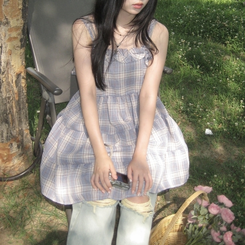 ミニワンピース モーリーガールチェックワンピース SKY BLUE