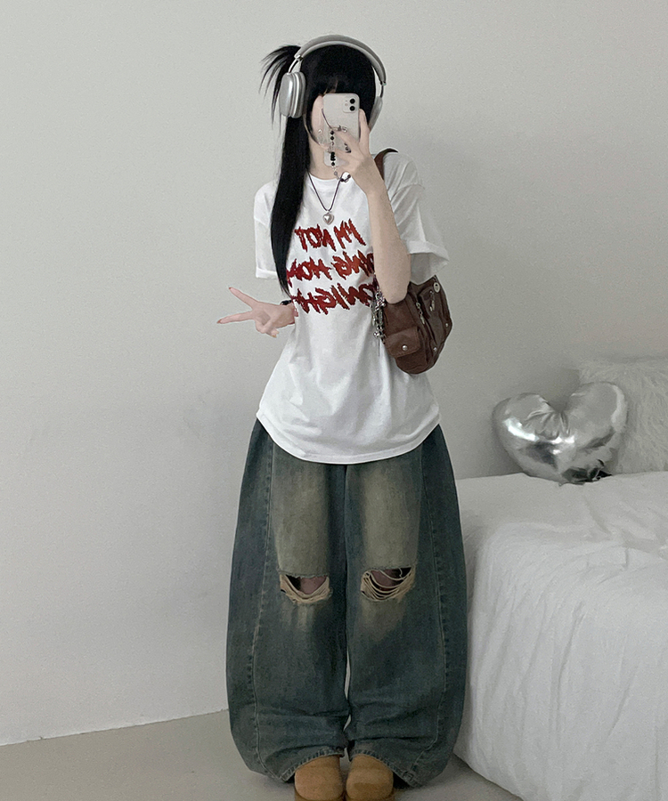 バイカラーレタリングオーバー半袖Tシャツ(6color) WHITE
