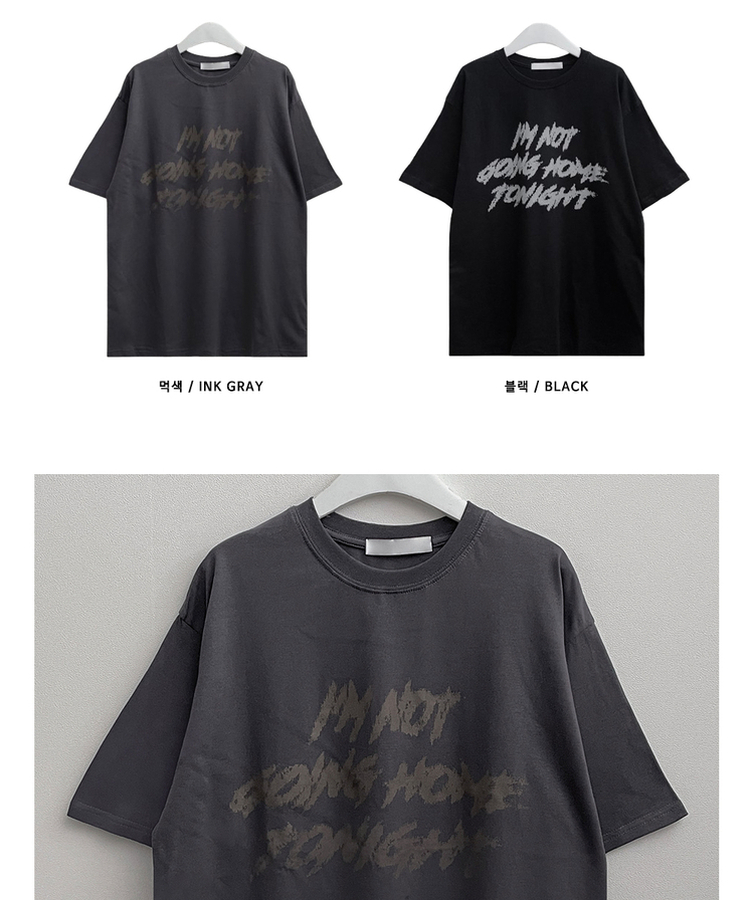 バイカラーレタリングオーバー半袖Tシャツ(6color)