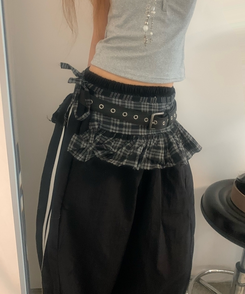 ファッション雑貨 Y2Kバックルアイレットベルト BLACK