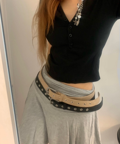 ファッション雑貨 Y2Kバックルアイレットベルト KHAKI