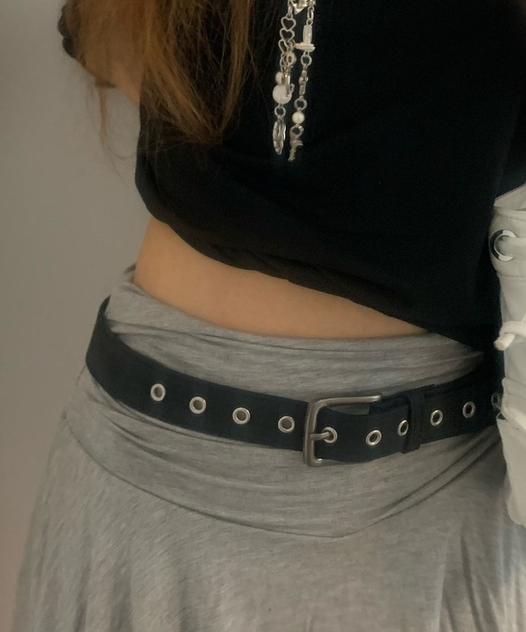 Y2Kバックルアイレットベルト BLACK