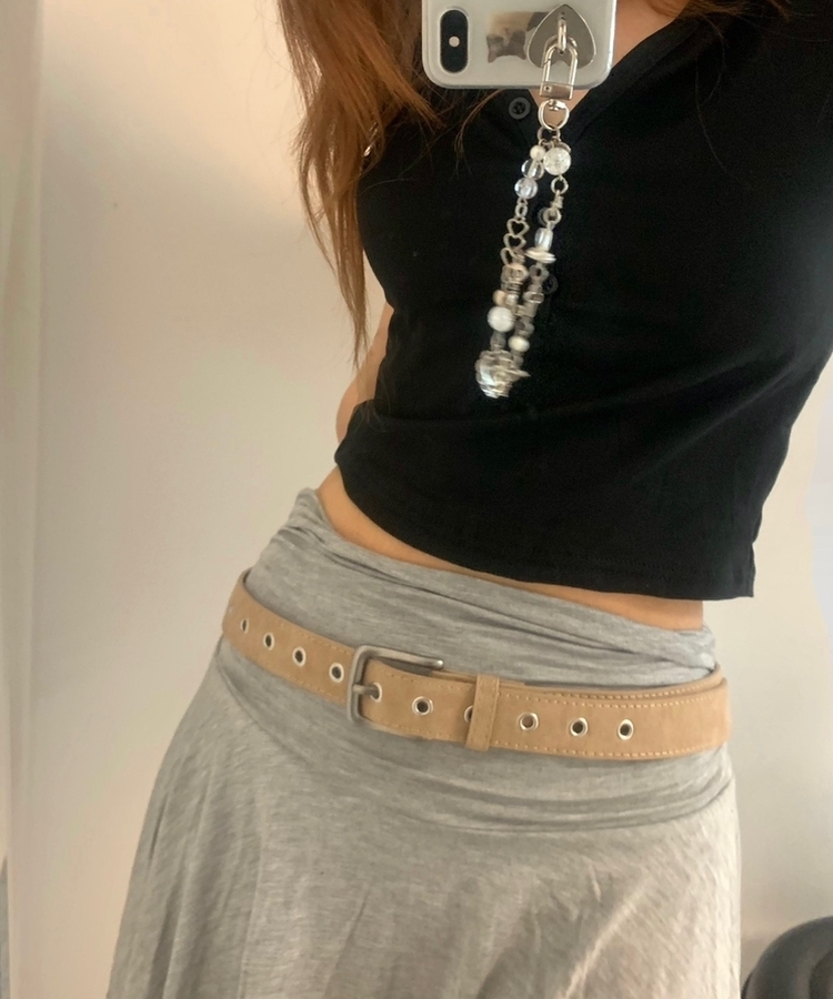 Y2Kバックルアイレットベルト KHAKI