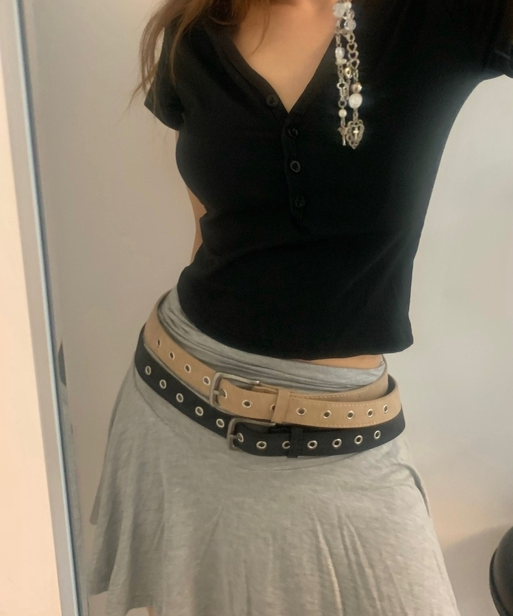 Y2Kバックルアイレットベルト KHAKI