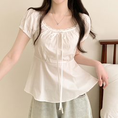 ブラウス レースリボンティアードブラウス WHITE